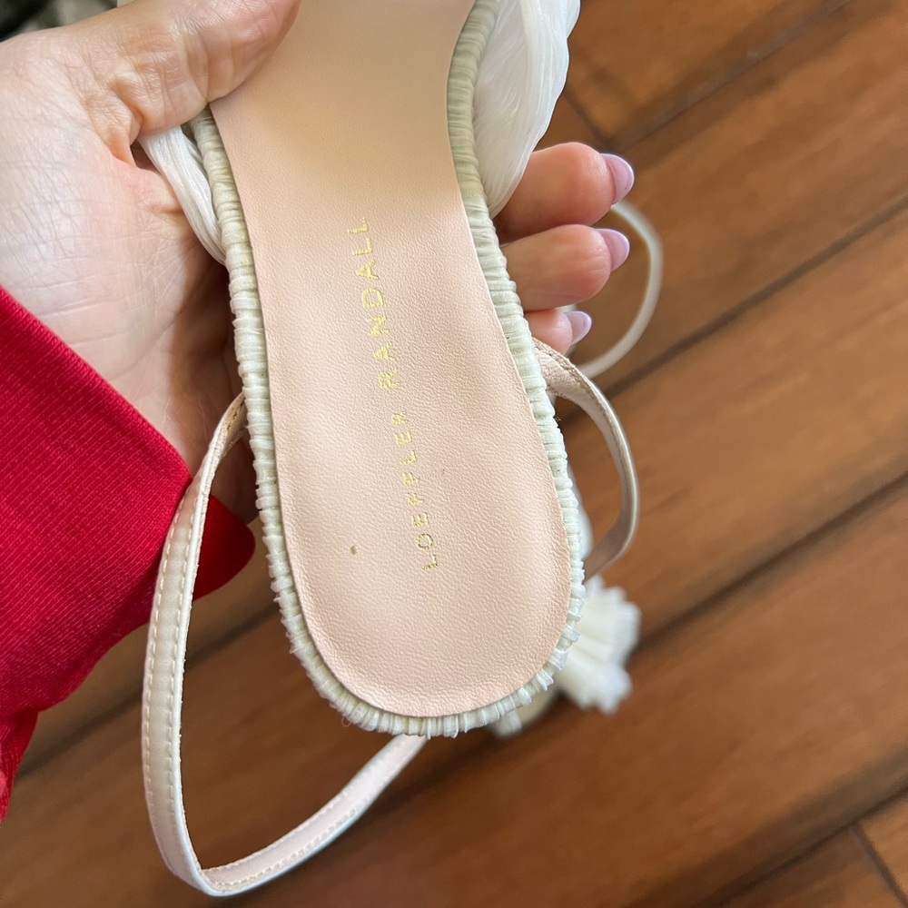 Loeffler Randall Cream Knotted Bow Slingback Sandals - Picture 9 of 11